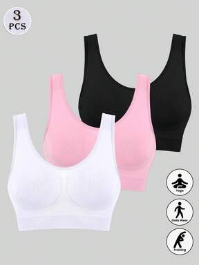 pcs Women's Seamless Comfortable Thin Layer Padless Sports Bras $7.89 Flash Sale