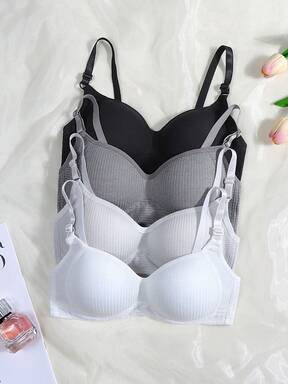 pcs/Pack Girls Ribbed Underwear Comfortable Minimalist Bra, Suitable For 13-16 Years Old Girls (Recommend Buying One Size Larger) $12.39 18% OFF