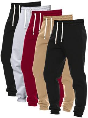 pcs/Set Men's Casual Sport Pants, Multi-Color Classic Series Minimalist Solid Plain Drawstring Elastic Waist Cuffed Jogger Pants With Pockets, For Spring/Autumn Outdoor/Jogging $26.16 60% OFF