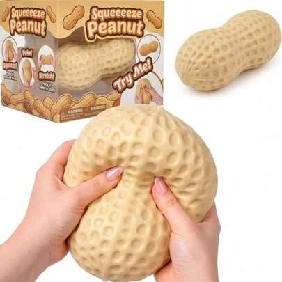 Peanut Squeeze Toy Peanut Stress Ball Crunchy Squeeze Ball Soft Touch Fidget Toy ASMR Sensory Stress Relief Toy Adult Version Birthday Gift Holiday Gift Perfect Gift