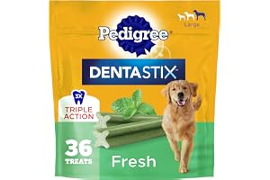 Pedigree Dentastix Dog Dental Treats, Large Breed Dog Treats, Fresh Flavor, 1.87 lb. Bag (36 Treats Total)