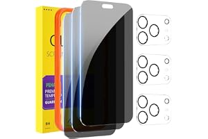 PEHAEL for iPhone 18 Pro Max Privacy Screen Protector+Camera Lens Protector | 3+3 Pack, Installation Frame, Cleaning kits, Anti-Spy Private, Anti-Scratch, 9H Tempered Glass, Case Friendly