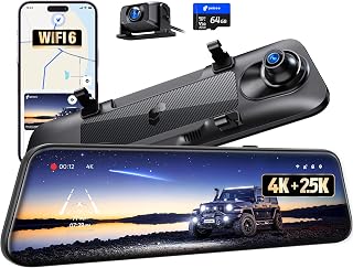 Pelsee S12 Native 4K + 2.5K Mirror Dash Cam, 64GB Card Included, GPS