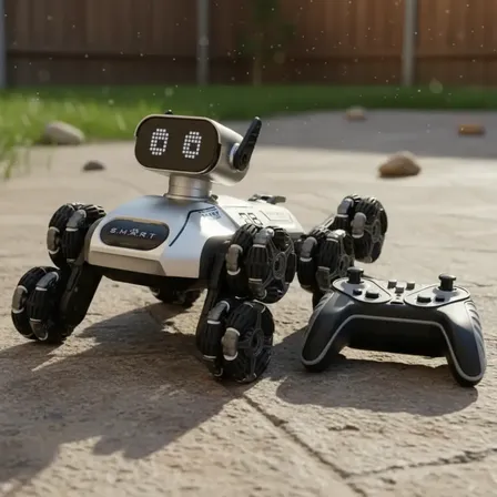 Perro Robot Juguete A Control Remoto Luz Sonido Acrobatico Perro Gris