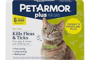 PetArmor Plus Flea and Tick Prevention for Cats over 1.5 lbs, Cat Flea and Tick Treatment, 6 Doses, Waterproof Topical, Fast Acting