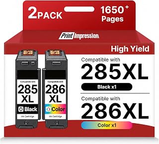 PG-285 CL-286 for Canon 285 and 286 Ink Cartridges Black and Color, 2-Pack