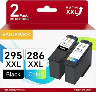 PG-295XXL CL-286XXL Combo Pack Ink Cartridges Compatible for Canon PG-295 XXL Black CL-286 XXL Color, Printer Ink for Canon 295 and 286 Ink Work with Canon TR7120, TS6520, TS4320 Inkjet (2-Pack)