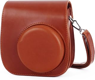 Phetium Mini 13 Camera Case for Fujifilm Instax Mini 13 12 Camera-Brown | Mini Camera Protective Case,PU Leather Bag,Photo Storage Pocket,Adjustable Shoulder Strap,Magnetic Flip