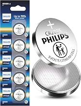 PHILIPS CR2025 3V Lithium Button Cell Battery, 5 Pack, 10 Year Shelf Life, Stable Discharge, Child Resistant Packaging Works with Key Fob, Household Electronics