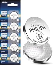 Philips CR2450 3V Lithium Button Cell Battery, 5 Pack, 10 Year Shelf Life Leak Proof, Child Resistant Packaging Works with Key Fob & Home Electronics | Long-lasting 12V lithium power for watches, calculators, medical devices, and other electronics.