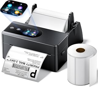 Phomemo PM64D 4x6 Thermal Label Printer, Touch Screen, Bluetooth & USB | 500 Labels & Holder Included, Preset Templates for Offline Printing, 10 Languages & One-Key Reprint for Small Business