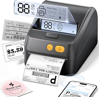 Phomemo Shipping Label Printer with Screen, Inner Label Bin & 30pcs Labels