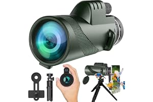 PhysioPhyx Monocular-Telescope 80x100 High Powered Monoculars High Definition for Adults High Powered with Smartphone Adapter Telescope Hunting Wildlife Bird Watching Travel Camping Hiking-Green