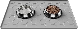 Pieviev Silicone Dog Cat Food Bowl Mat, Waterproof Raised Edge, 24'' x 16''