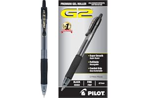 Pilot G2 Pens, Premium Refillable and Retractable Rolling Ball Gel Pens, Fine Point, 0.7mm, Black Ink, 12-Pack (31020)