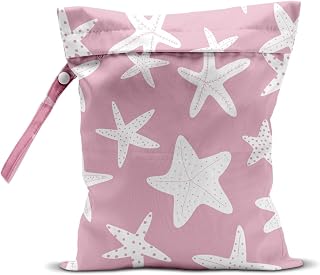 Pink Starfish Wet Bag for Swimsuit Travel Beach Baby Cloth Diapers
