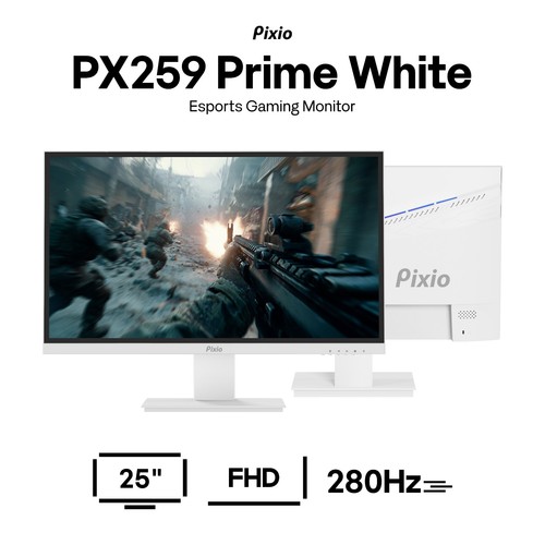 Pixio PX259 Prime White 24.5" 280Hz  1080p 1ms GTG eSports Gaming Monitor