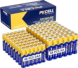 PKCELL AA and AAA Batteries Combo Pack, Batteries Variety Pack 96 Count | 48 AA and 48 AAA Batteries, 1.5V High-Performance Carbon Battery for Clock, Remote Controls, Household Electronics