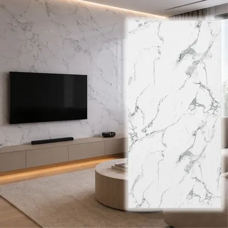 Placa Uv Revestimiento Pared Pvc Simil Marmol 1,22 X 2,44 Cm Calacatta Dos 2mm