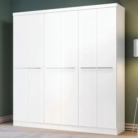 Placard Ropero Armario Kappesberg con 6 Puertas Batibles y 2 Cajones 202x212 Color Blanco