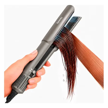 Plancha De Pelo 2 En 1 Femmto Lissora Air Seca Pelo Mojado Alisa I&oacute;nica Anti Frizz Gris
