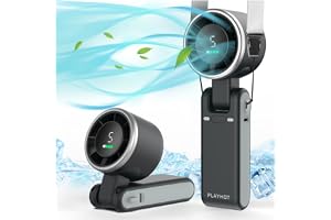 PlayHot Portable Handheld Turbo Fan, 5 Gear Wind, USB-C Rechargeable Fan, Up to 12 Working Hours, 3 IN 1 Hand Fans with Air Turbo Tech Cooling Fan for Outdoor Activities, Travel, Beach (Black)