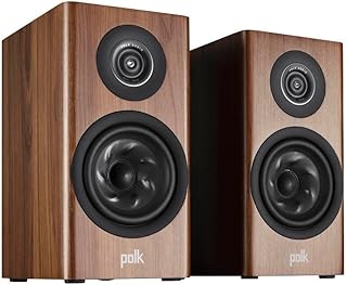 Polk Reserve R100 Bookshelf Speaker for Home Theater Audio & Home Stereo Speakers, 1" Pinnacle Ring Tweeter & 5.25" Turbine Woofer, Hi-Res, Dolby Atmos & IMAX Enhanced, Wall Mountable, Walnut Brown