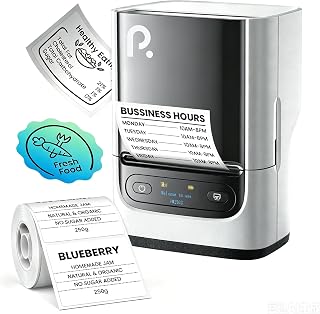 POLONO PM220S Label Maker Machine with Tape, 2 Inch Bluetooth Thermal Label Printer, Renewed Office Products, Portable Sticker Printer for School,Office,Home,Label Maker with 2'' x1.18'' Labels,Pearl