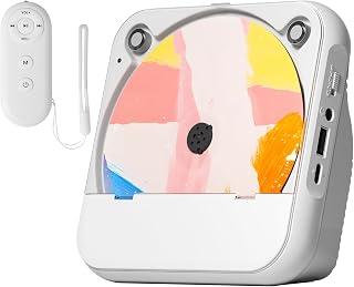 Portable CD Player Bluetooth Rechargeable, Mini Desktop for Home with HiFi Speaker, Cute CD Player Remote Control, Supports CD/FM Radio/USB, Cream
