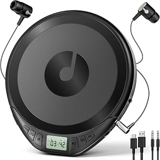 Portable CD Player with Headphones KOVCDVI CD Player Portable for Car with Anti-Skip & Shockproof,CD Discman with LCD Display,AUX Cable and Earphone for Sport Home Outdoor