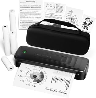 Portable Printers Wireless for Travel, Wireless Bluetooth Inkless Thermal Printer For 8.5" X 11" Letter & A4 Thermal Paper, Compact Printer for Phone Laptop, with Carry Case & 4 Rolls Thermal Paper