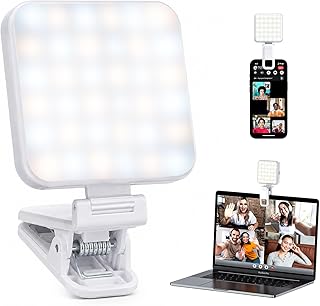 Portable Selfie Light for iPhone: Rechargeable Phone Fill Lights, Ring Light for Camera Picture, Makeup Photo, Video Conferences, Laptop Use, Zoom Meetings, TikTok, Vlog Photography
