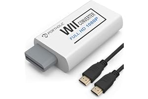 PORTHOLIC Wii to HDMI Converter 1080P for Full HD Device, Wii HDMI Adapter with 3,5mm Audio Jack&HDMI Output Compatible with Wii, Wii U, HDTV, Monitor-Supports All Wii Display Modes 720P, NTS