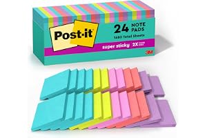 Post-it Super Sticky Notes, 24 Sticky Note Pads, 3 x 3 in., Back to School Supplies, Office Products, 2X the Sticking Power, Supernova Neons Collection