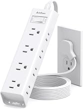 Power Strip Surge Protector with 12 Outlets, Flat Plug Extension Cord 6FT | Ultra Thin Wall Plug, 3-Side Wide Outlet Extender, Wall Mount Desk Charging Station for Home Office Dorm Room, White