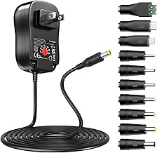 Powseed 6V 9V 12V 15V 18V 20V 24V DC Power Supply Universal AC Adapter 5V 1A USB Charger for Electronics LED Strip Light CCTV Camera Router Lamp, with 10 Connectors USB C Micro USB, 41W Max