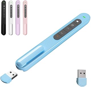 Presentation Clicker for Powerpoint Presentations, Blue, A | Long-Range Wireless Presenter Remote, Magnetic USB Receiver, PowerPoint Clicker Compatible with Windows/Android/macOS/Linux