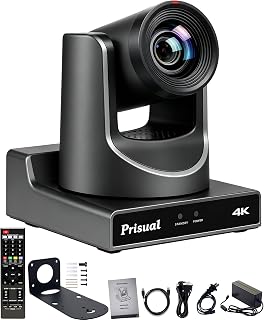 Prisual Ultra 4K 20x NDI PTZ Camera, Supports NDI HX3 4K@60fps Output | Gen5 AI Auto Tracking, 1/1.8" 8.42MP CMOS, 3G-SDI/HDMI/USB/NDI/PoE, Ideal for Church Worship Studio Broadcast