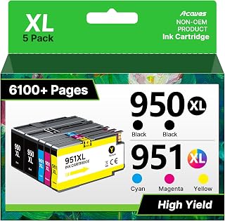 for Pro 8600 Printer Ink 950 951, 5 Pack