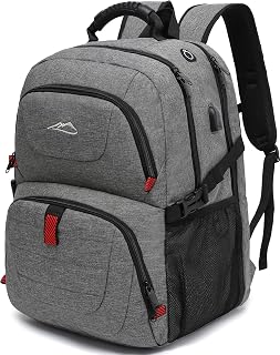 ProEtrade Travel Backpack, Extra Large Laptop Backpack Business Anti Theft TSA Approved College Work Computer Bag Fits 17 Inch Laptop with USB Charging Port for Women Men(Grey)
