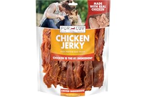 Pur Luv Chicken Jerky Dog Treats, Made with 100% Real Chicken Breast, 16 Ounces, Healthy, Easily Digestible, Long-Lasting, High Protein, Satisfies Dog's Urge to Chew