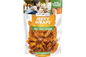 Pur Luv Chicken Wrapped Sweet Potato Dog Treats,16 Oz | Rawhide-free, high-protein jerky wrap: real chicken around sweet potato center; limited-ingredient; easily digestible