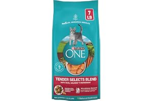 Purina ONE Tender Selects Dry Cat Food, Salmon, 7 lb Bag | Real salmon is the #1 ingredient made with carrots, peas, vitamins A and E for bright eyes, strong muscles and digestion