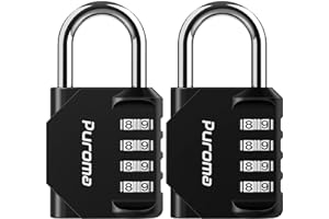 Puroma 2 Pack Combination Lock 4 Digit Padlock for School Gym Locker, Sports Locker, Fence, Toolbox, Case, Hasp Storage (Black & Code Window)