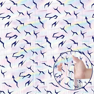 Purple Demon Birthday Hunters Party Decor Supplies 9.9x6.6 Ft Demon Foil Fringe Curtains Holographic Laser Tinsel Streamers Backdrop for Demon Birthday Hunters Movie Theme Decor