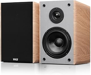 Pyle 5.25" Home Audio Speakers, 2-Way Passive Bookshelf, 200W Max Power, 1" Silk Dome Tweeter, Composite Woofer, Gold Plated 5 Way Binding Post, Rubber Surrounds, Beautiful Wood Grain Finish - Pair
