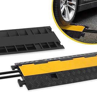Pyle Durable Cable Ramp Protective Cover - 2,000 lbs Max Heavy Duty Hose & Cable Track Protector w/ Flip-open Top Cover & 2 Channel Groove Design - Cable Concealer for Outdoor & Indoor Use