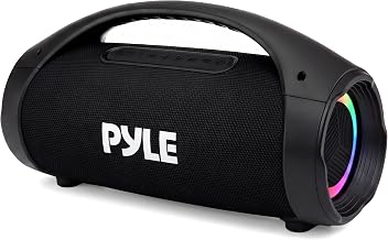 Pyle Portable Bluetooth Boombox Speaker - 100W Peak Power, 19H Battery, FM Radio, USB Playback, Aux in, TWS Pairing - Use for Home, Outdoor, Travel - LED Lights - Sturdy Carry Handle - PBTPSPWP25BK