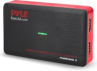 PyleUsa Capture Card Device, 4K HDMI Video Capture Card, 1080P 60FPS, HDMI to USB 3.0 Capture Card for Live Streaming Work with Camera, USB, SD, PC, DVD, Xbox One, Xbox 360, PS4, PS3 and Wii-PHDRCB48