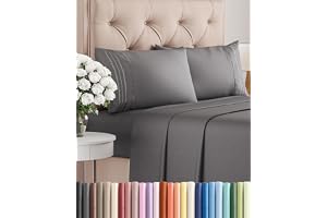 Queen Size 4 Piece Sheet Set - Breathable & Cooling Sheets - Dark Grey | Hotel Luxury Bed Sheets for Women & Men, Deep Pockets, Easy-Fit, Extra Soft and Wrinkle Free Sheets, Oeko-Tex Bed Sheet Set